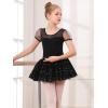 imageStelle Puff Sleeve Ballet Leotards for Girls with Sparkly Tutu Skirted Toddler Dance Dress Outfit Little KidBig Kid01puff Sleeveblack