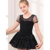 imageStelle Puff Sleeve Ballet Leotards for Girls with Sparkly Tutu Skirted Toddler Dance Dress Outfit Little KidBig Kid01puff Sleeveblack