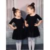 imageStelle Puff Sleeve Ballet Leotards for Girls with Sparkly Tutu Skirted Toddler Dance Dress Outfit Little KidBig Kid03short Sleeveblack