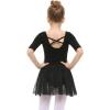imageStelle Puff Sleeve Ballet Leotards for Girls with Sparkly Tutu Skirted Toddler Dance Dress Outfit Little KidBig Kid03short Sleeveblack