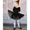 imageStelle Puff Sleeve Ballet Leotards for Girls with Sparkly Tutu Skirted Toddler Dance Dress Outfit Little KidBig Kid03short Sleeveblack
