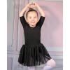 imageStelle Puff Sleeve Ballet Leotards for Girls with Sparkly Tutu Skirted Toddler Dance Dress Outfit Little KidBig Kid03short Sleeveblack