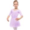 imageStelle Puff Sleeve Ballet Leotards for Girls with Sparkly Tutu Skirted Toddler Dance Dress Outfit Little KidBig Kid03short Sleevelavender