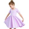 imageStelle Girls Dresses Skater Twirly Stretch Aline Toddler Solid Color Plain Kneelength DressA02lavender Without Pocket