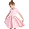 imageStelle Girls Dresses Skater Twirly Stretch Aline Toddler Solid Color Plain Kneelength DressA02pink Without Pocket