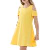imageStelle Girls Dresses Skater Twirly Stretch Aline Toddler Solid Color Plain Kneelength DressCd001yellow Cold Shoulder