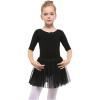 imageStelle Puff Sleeve Ballet Leotards for Girls with Sparkly Tutu Skirted Toddler Dance Dress Outfit Little KidBig Kid03short Sleeveblack