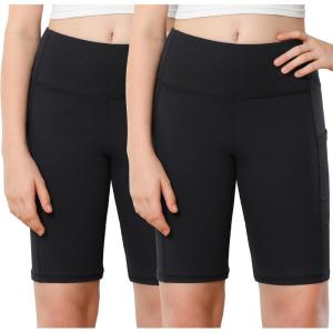 imageStelle Girls 8quot Volleyball Shorts Spandex Biker Shorts Youth Cheer Dance Gymnastics Shorts with Pockets2packblack8 Shorts