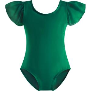 imageStelle Girls Ballet Leotards Black Dance Leotards Ruffle Short Sleeve Gymnastics Outfits ToddlerLittle KidBig kidGreen