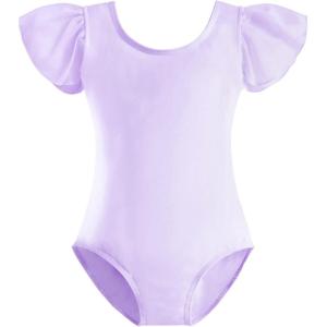 imageStelle Girls Ballet Leotards Black Dance Leotards Ruffle Short Sleeve Gymnastics Outfits ToddlerLittle KidBig kidLavender