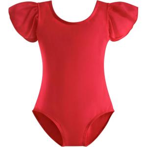 imageStelle Girls Ballet Leotards Black Dance Leotards Ruffle Short Sleeve Gymnastics Outfits ToddlerLittle KidBig kidRed