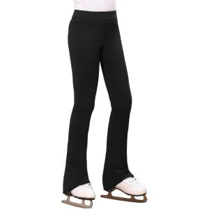 imageStelle Girls Figure Skating Pants Ice Skating Leggings Polar Fleece Warm Practice Training WearBlack