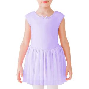 imageStelle Puff Sleeve Ballet Leotards for Girls with Sparkly Tutu Skirted Toddler Dance Dress Outfit Little KidBig Kid02sleevelesspurple