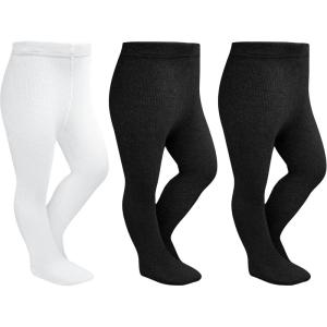 imageStelle Toddler Girls Tights Baby Seamless Knit Thick Cotton Leggings PantyhoseInfantsKidsChildern2 Black1 White