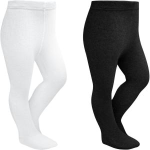 imageStelle Toddler Girls Tights Baby Seamless Knit Thick Cotton Leggings PantyhoseInfantsKidsChildernBlackwhite