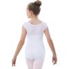 imageStelle Ballet Leotards for Girls Black Dance Leotard Gymnastics Ballet Outfits with Bow Back ToddlerLittleBig KidsWhite Mesh Cap Sleeves