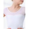 imageStelle Ballet Leotards for Girls Black Dance Leotard Gymnastics Ballet Outfits with Bow Back ToddlerLittleBig KidsWhite Mesh Cap Sleeves