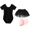 imageStelle Girls Ballet Leotards Toddler Dance Outfit Combo with Pull on Skirt and Tights ToddlerLittle KidBig Kid02black Shiny Tutu Skirt