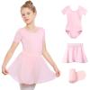 imageStelle Girls Ballet Leotards Toddler Dance Outfit Combo with Pull on Skirt and Tights ToddlerLittle KidBig Kid01ballet Pink