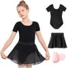 imageStelle Girls Ballet Leotards Toddler Dance Outfit Combo with Pull on Skirt and Tights ToddlerLittle KidBig Kid01black