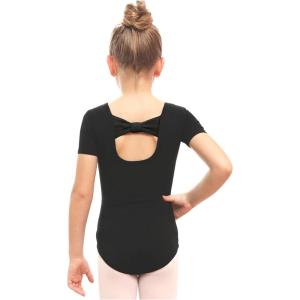 imageStelle Ballet Leotards for Girls Black Dance Leotard Gymnastics Ballet Outfits with Bow Back ToddlerLittleBig Kids1black