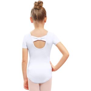 imageStelle Ballet Leotards for Girls Black Dance Leotard Gymnastics Ballet Outfits with Bow Back ToddlerLittleBig Kids1white