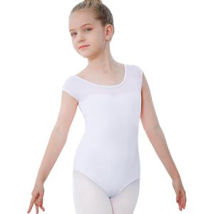 imageStelle Ballet Leotards for Girls Black Dance Leotard Gymnastics Ballet Outfits with Bow Back ToddlerLittleBig KidsWhite Mesh Cap Sleeves