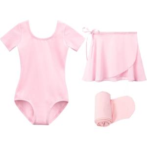 imageStelle Ballet Leotards for Girls Long Sleeve Dance Dress Outfit Combo with Skirt and Tights ToddlerLittle KidBig Kid01ballet Pink