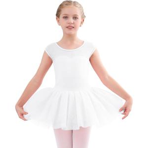 imageStelle Ballet Leotards for Girls Toddler Leotard with Tutu Skirt Dance Tutu Dress LittleBig Kid01white