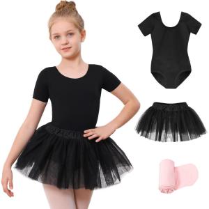 imageStelle Girls Ballet Leotards Toddler Dance Outfit Combo with Pull on Skirt and Tights ToddlerLittle KidBig Kid03black Tutu Skirt