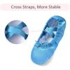 imageStelle Ballet Shoes for Girls SatinRibbons Ballet Slippers Dance ShoesToddlerLittleBig KidsBlue