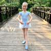 imageStelle Ballet Shoes for Girls SatinRibbons Ballet Slippers Dance ShoesToddlerLittleBig KidsPale Blueno Ribbon