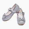 imageStelle Girls Dress Shoes Glitter Princess Shoe Flower Mary Jane Low Heels Party Wedding Prom Footwear for Toddler KidsSilver