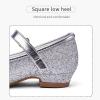 imageStelle Girls Dress Shoes Glitter Princess Shoe Flower Mary Jane Low Heels Party Wedding Prom Footwear for Toddler KidsSilver