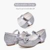 imageStelle Girls Dress Shoes Glitter Princess Shoe Flower Mary Jane Low Heels Party Wedding Prom Footwear for Toddler KidsSilver