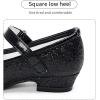 imageStelle Girls Dress Shoes Glitter Princess Shoe Flower Mary Jane Low Heels Party Wedding Prom Footwear for Toddler KidsT08black Glitter