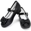 imageStelle Girls Dress Shoes Glitter Princess Shoe Flower Mary Jane Low Heels Party Wedding Prom Footwear for Toddler KidsT08black Glitter