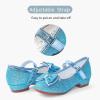 imageStelle Girls Dress Shoes Glitter Princess Shoe Flower Mary Jane Low Heels Party Wedding Prom Footwear for Toddler KidsT08elsa Blue Glitter