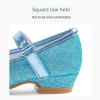 imageStelle Girls Dress Shoes Glitter Princess Shoe Flower Mary Jane Low Heels Party Wedding Prom Footwear for Toddler KidsT08elsa Blue Glitter