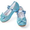 imageStelle Girls Dress Shoes Glitter Princess Shoe Flower Mary Jane Low Heels Party Wedding Prom Footwear for Toddler KidsT08elsa Blue Glitter