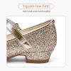 imageStelle Girls Dress Shoes Glitter Princess Shoe Flower Mary Jane Low Heels Party Wedding Prom Footwear for Toddler KidsT08gold Glitter