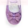 imageStelle Girls Dress Shoes Glitter Princess Shoe Flower Mary Jane Low Heels Party Wedding Prom Footwear for Toddler KidsT08purple Glitter