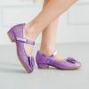 imageStelle Girls Dress Shoes Glitter Princess Shoe Flower Mary Jane Low Heels Party Wedding Prom Footwear for Toddler KidsT08purple Glitter
