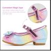 imageStelle Girls Dress Shoes Glitter Princess Shoe Flower Mary Jane Low Heels Party Wedding Prom Footwear for Toddler KidsT08rainbow