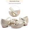 imageStelle Girls Dress Shoes Glitter Princess Shoe Flower Mary Jane Low Heels Party Wedding Prom Footwear for Toddler KidsT13gold Glitter