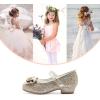 imageStelle Girls Dress Shoes Glitter Princess Shoe Flower Mary Jane Low Heels Party Wedding Prom Footwear for Toddler KidsT13gold Glitter