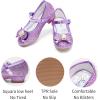 imageStelle Girls Dress Shoes Glitter Princess Shoe Flower Mary Jane Low Heels Party Wedding Prom Footwear for Toddler KidsT13purple Glitter
