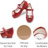 imageStelle Girls Dress Shoes Glitter Princess Shoe Flower Mary Jane Low Heels Party Wedding Prom Footwear for Toddler KidsT13ruby Red Glitter