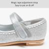 imageStelle Girls Dress Shoes Glitter Princess Shoe Flower Mary Jane Low Heels Party Wedding Prom Footwear for Toddler KidsT16silver Glitter