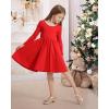 imageStelle Long Sleeve Girls Dress Toddler Fall Dresses Skater Twirl Cotton ALine Dress for School Casual Holiday ChristmasRed